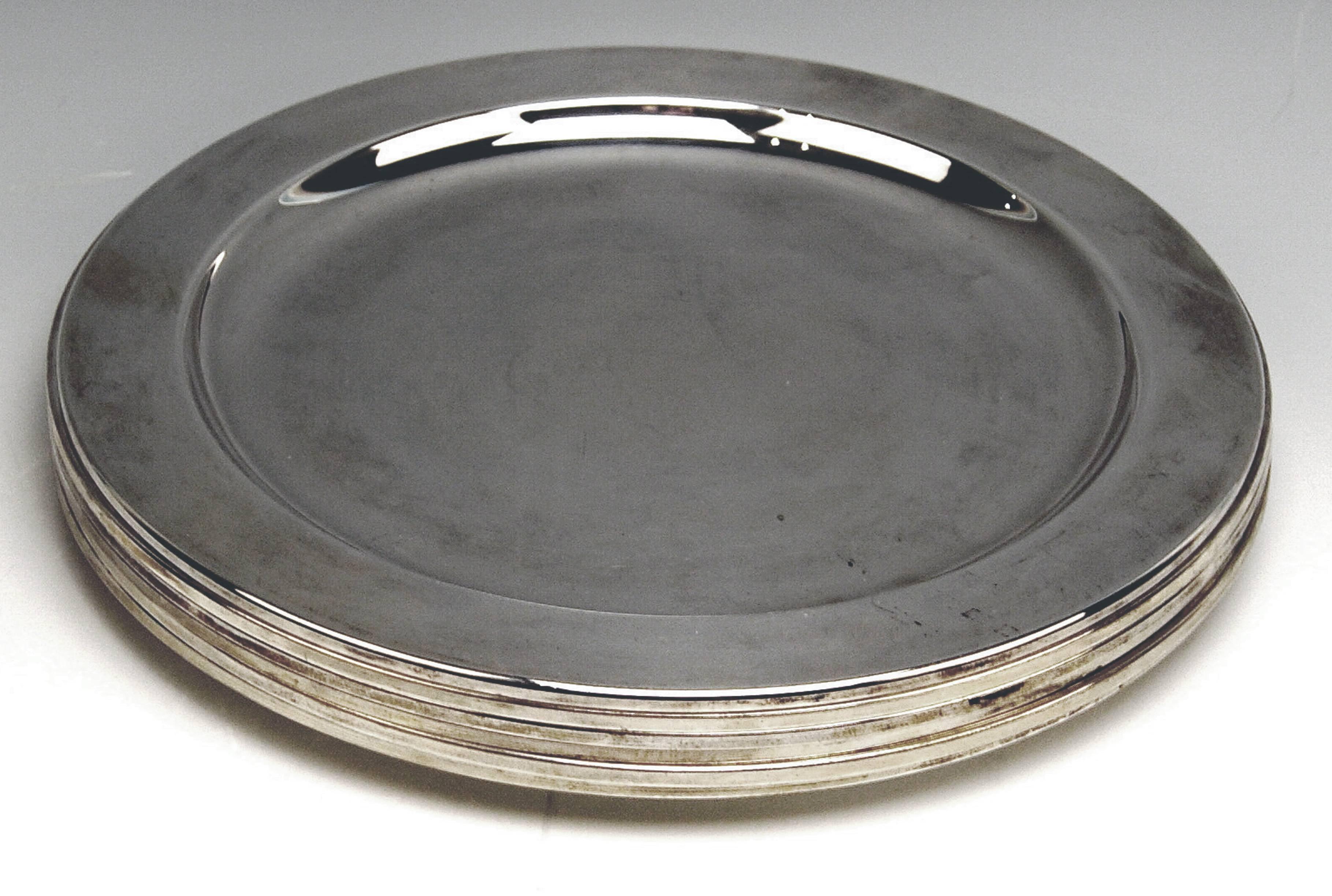Other Silver 925 & 800 Sterling Set of Six Charger Plates, Italy, 1970-1980
