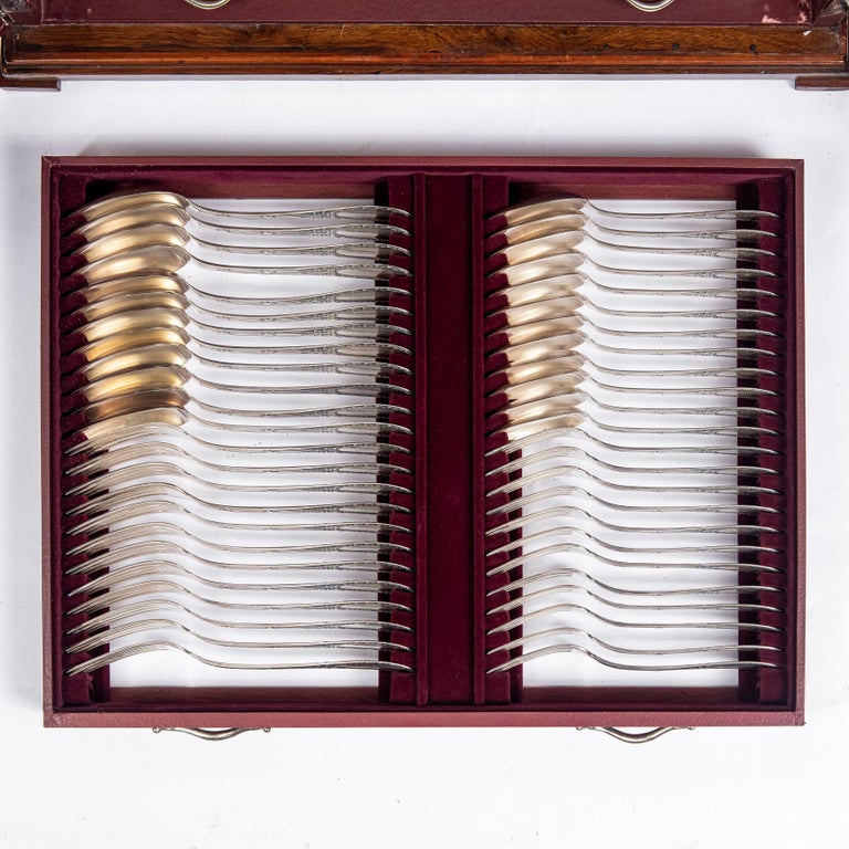 Silver 925 Cutlery Set for 12 People Signed Bruckmann Germany Late 19th Century For Sale 6