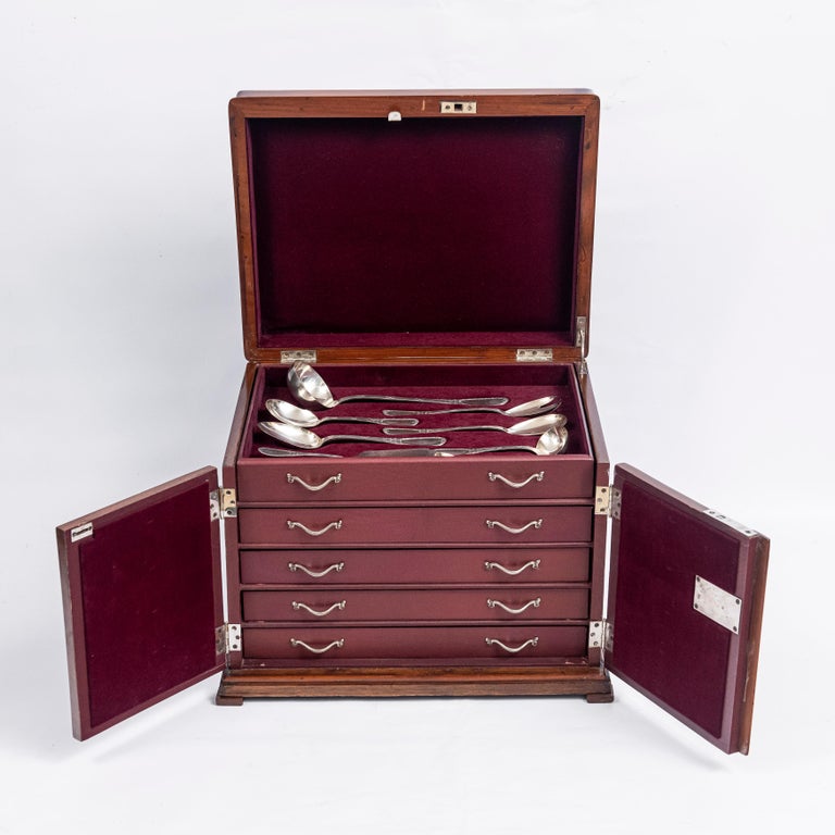 Silver 925 Cutlery Set for 12 People Signed Bruckmann Germany Late 19th Century For Sale 1