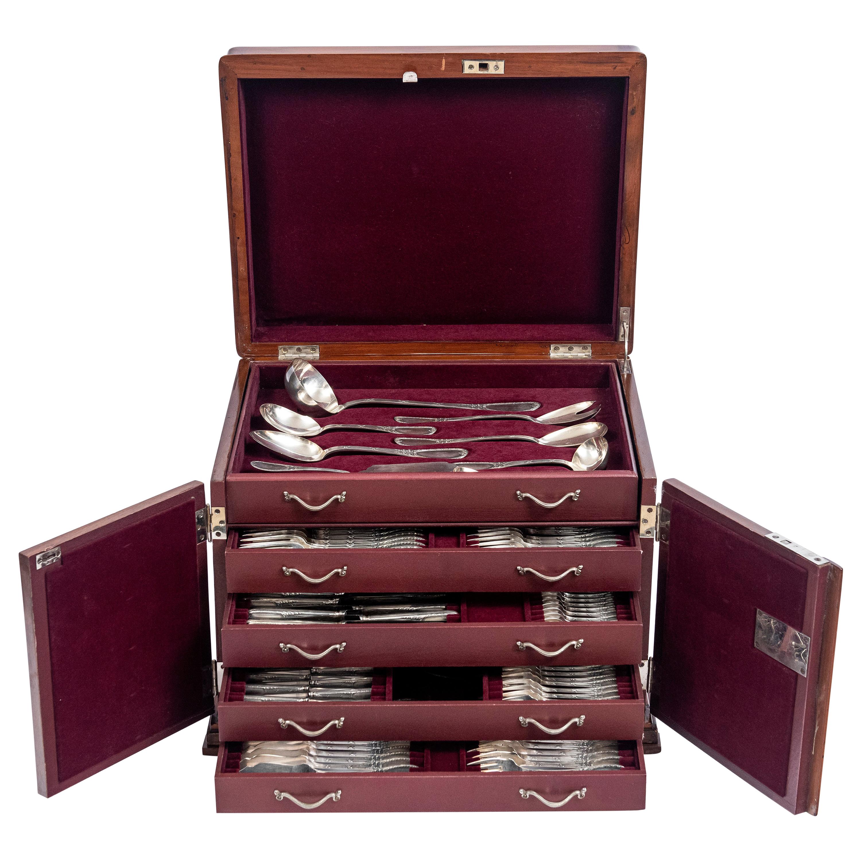 Silver 925 Cutlery Set for 12 People Signed Bruckmann Germany Late 19th Century