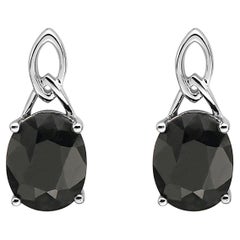 Silver 925 Gold Black Sapphire Earrings