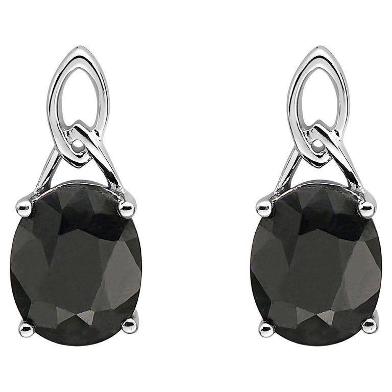 Silver 925 Gold Black Sapphire Earrings For Sale at 1stDibs