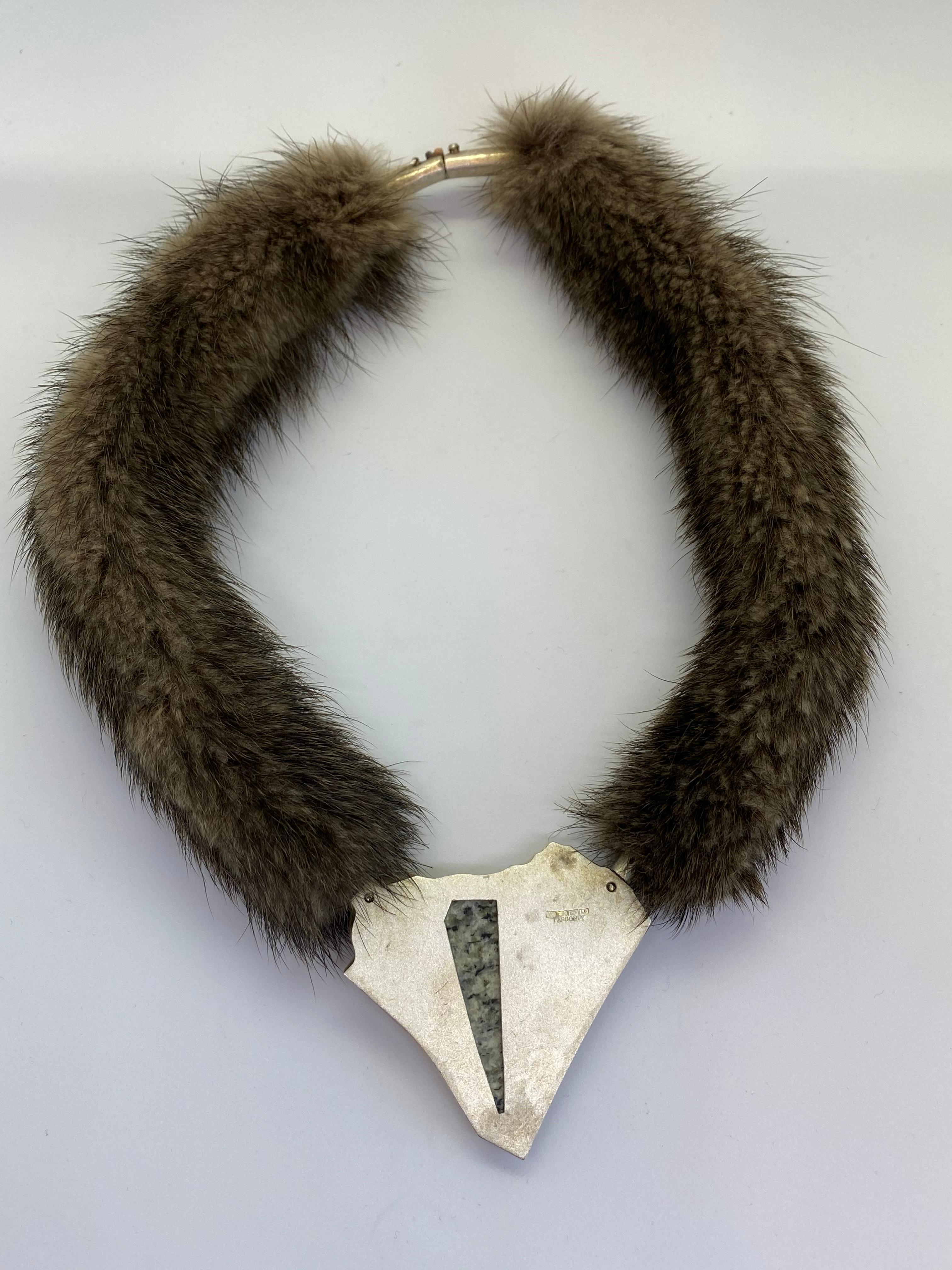 Silver 925 Granite Mink Björn Weckström Lapponia Destino Necklace
Helsinki Finland 1998

The man and his myths
The artistic walk of life of sculptor Bjorn Weckstrom is characterised by very impressive series of work, shaped in materials such as