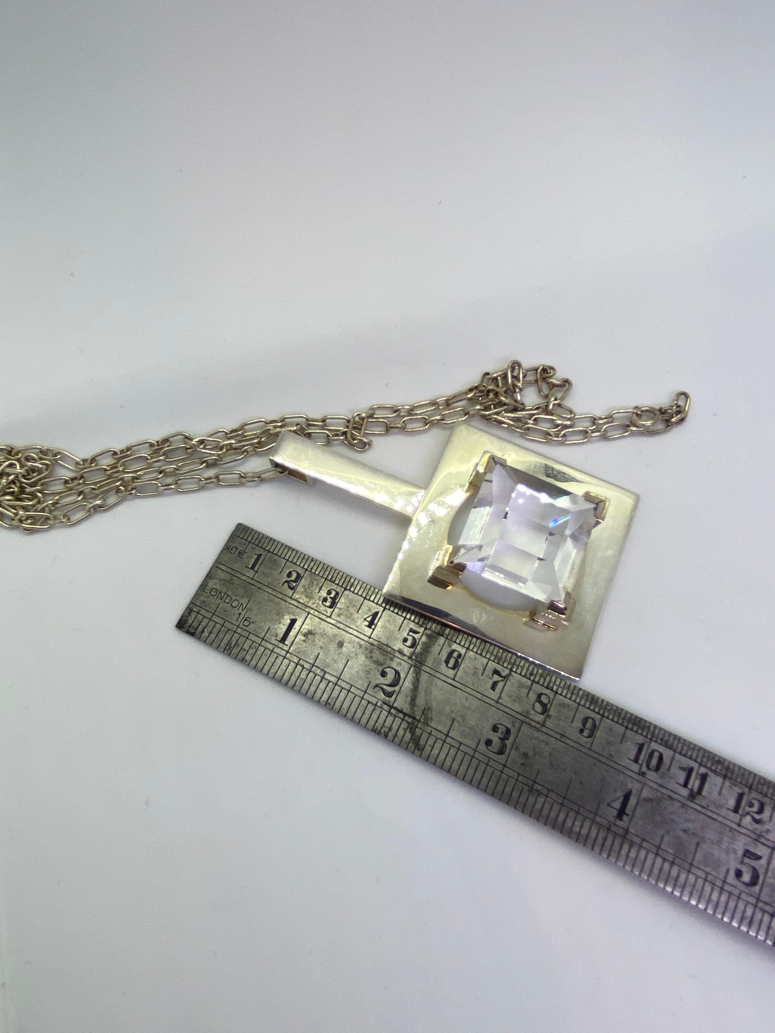 A Silver 925 Rock Crystal Finland Mirjam Salminen Kaunis Koru Necklace Bon état - En vente à Orimattila, FI