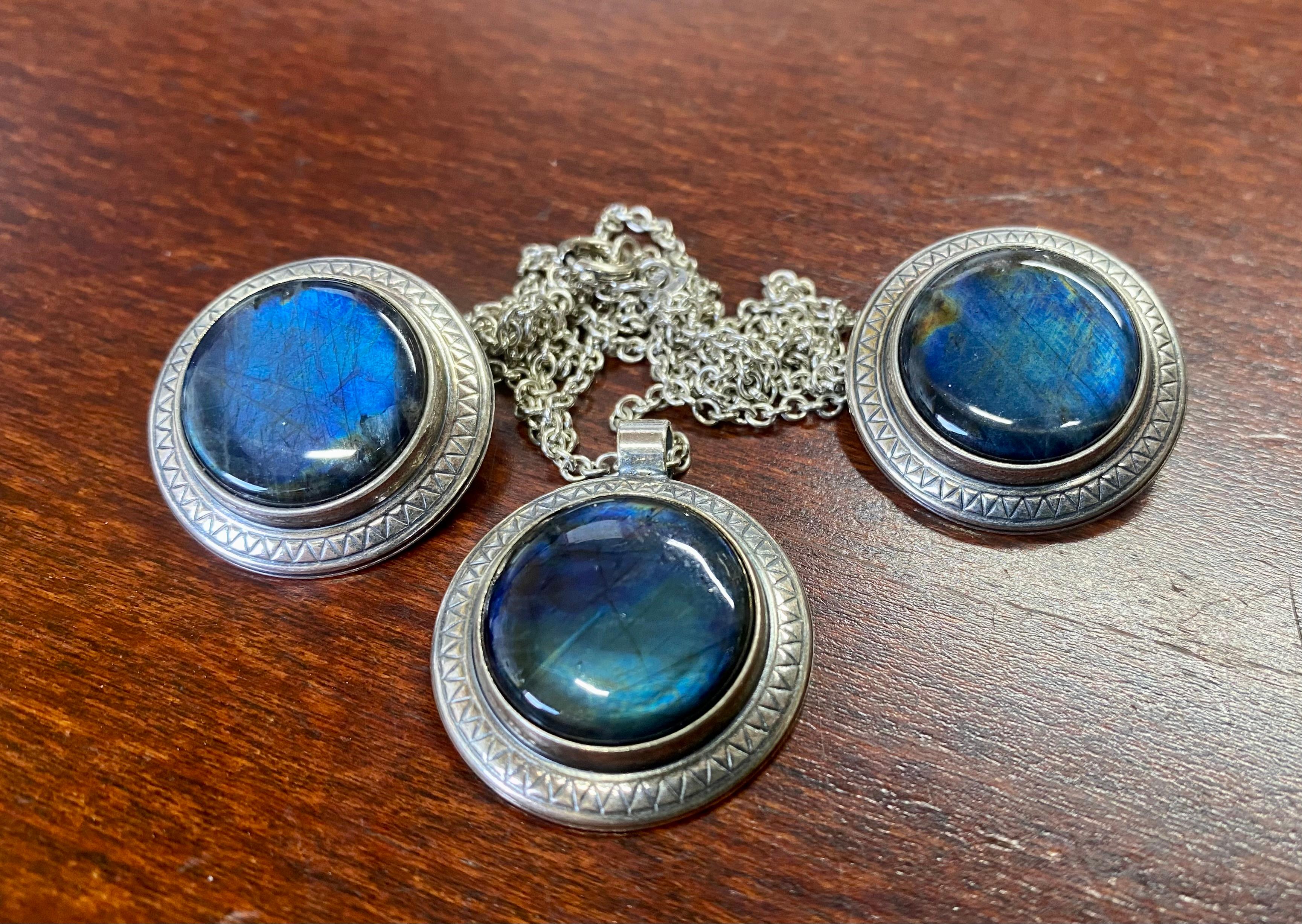 Silber 925H Spectrolite-Ohrringe Finnland Kalevala Jewelry. für Damen oder Herren im Angebot