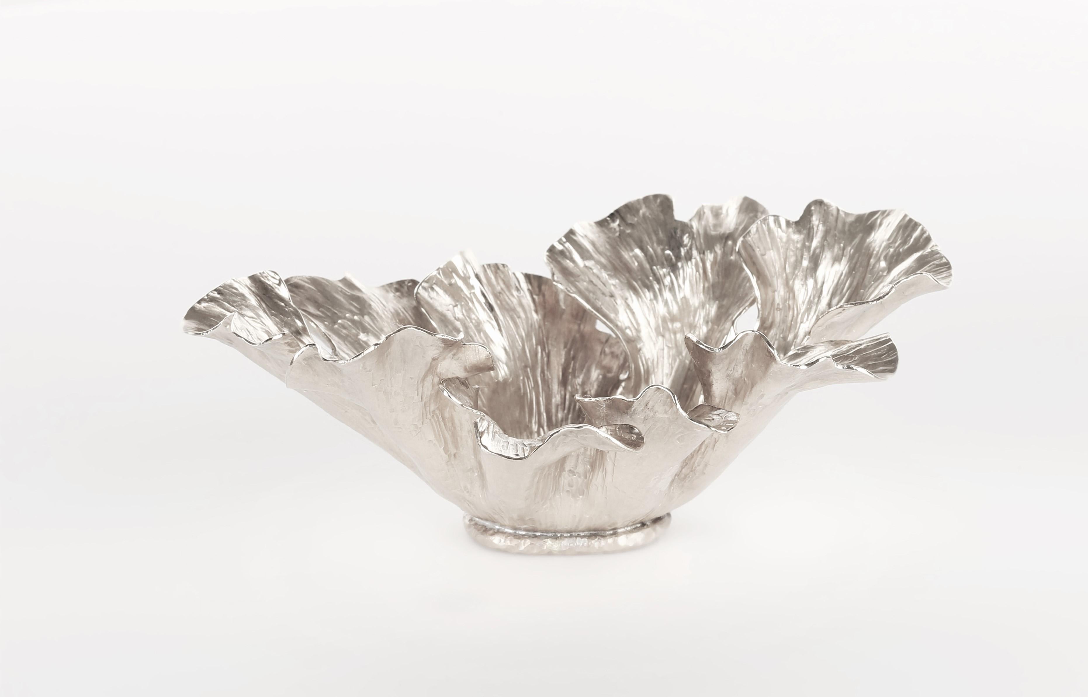Contemporary  Handmade Creamer and Sugar Set in Silver .950 by Cristina Romo For Sale