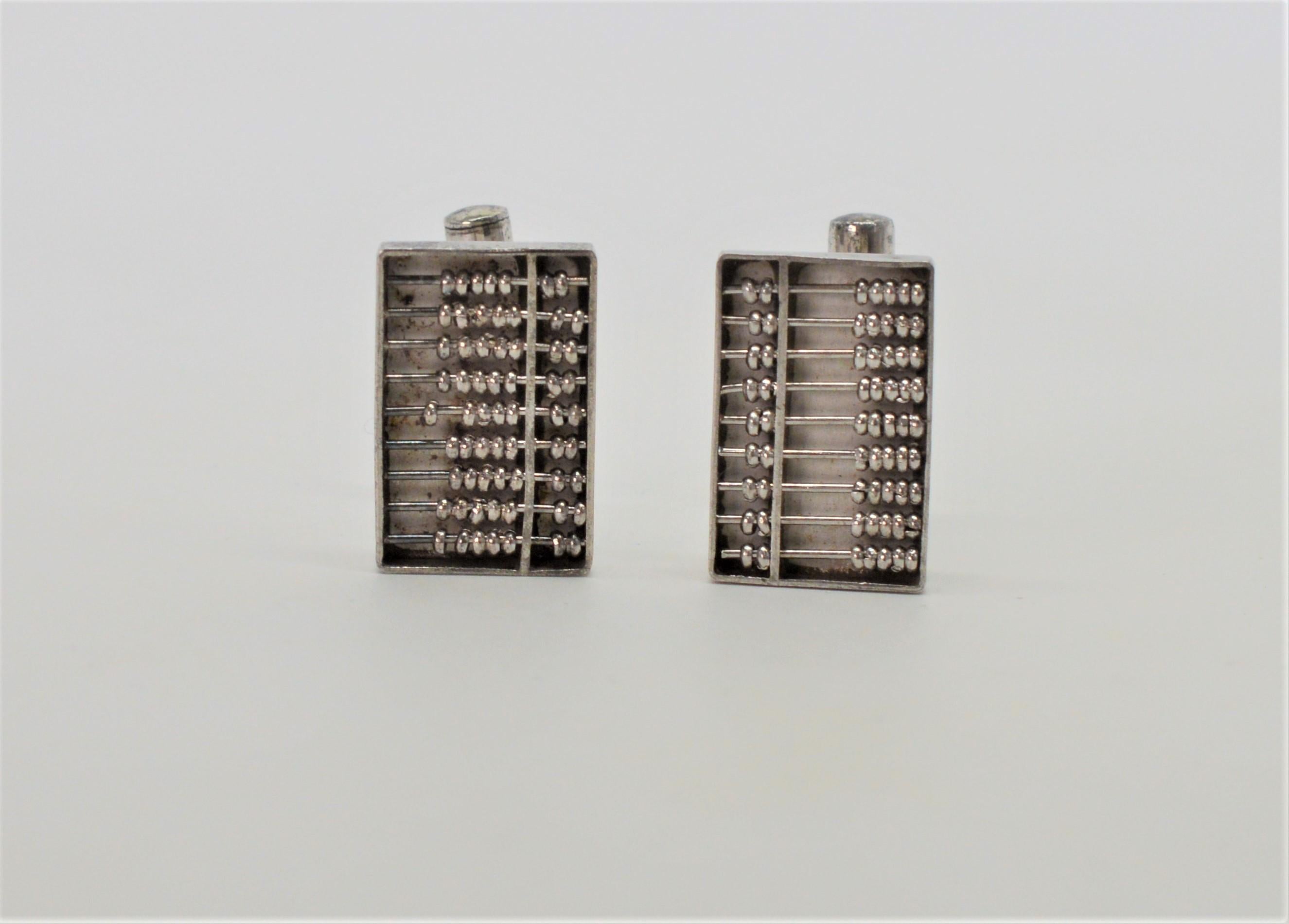Silver Abacus Cufflinks In Excellent Condition In Mount Kisco, NY