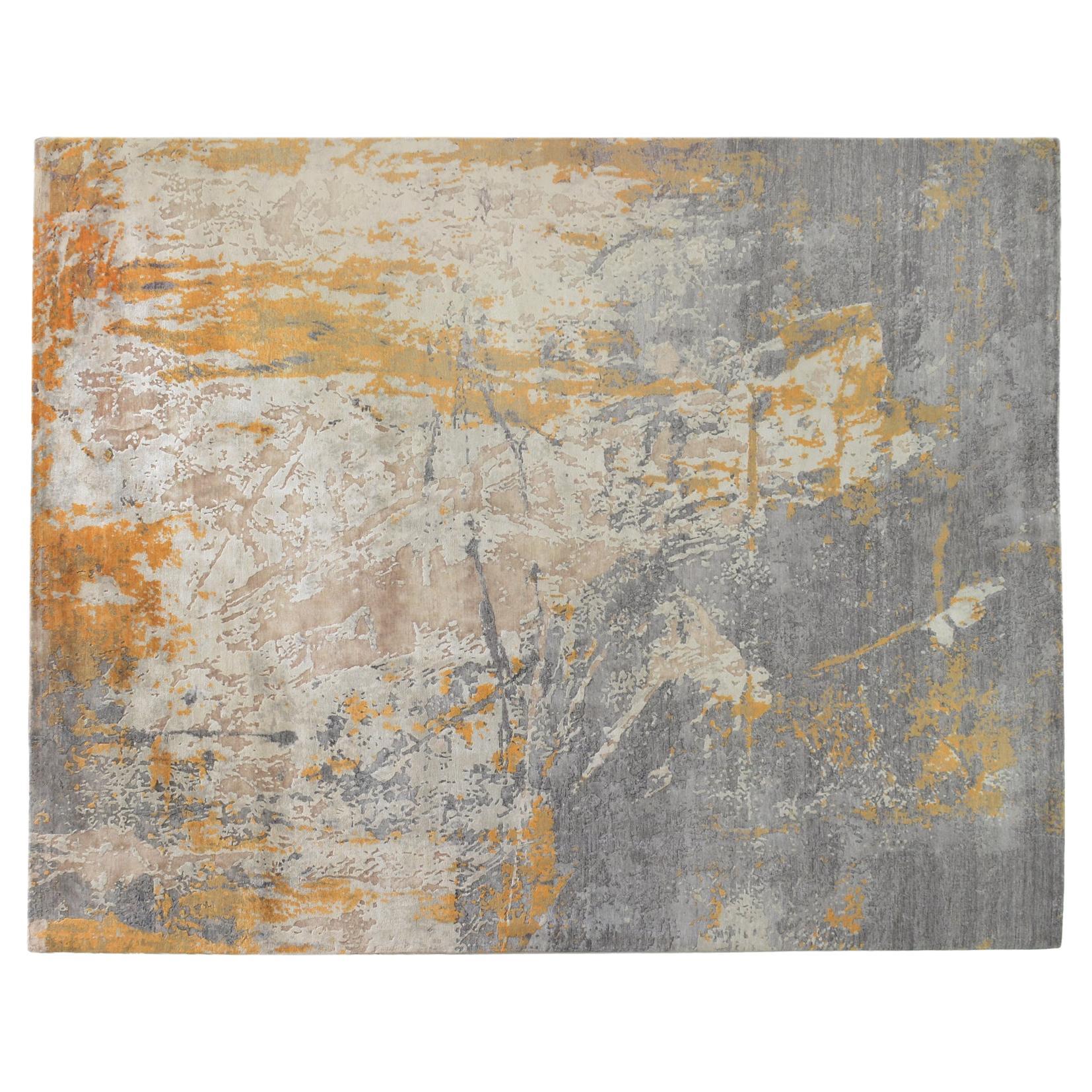 Silver Abstract Area Rug For Sale