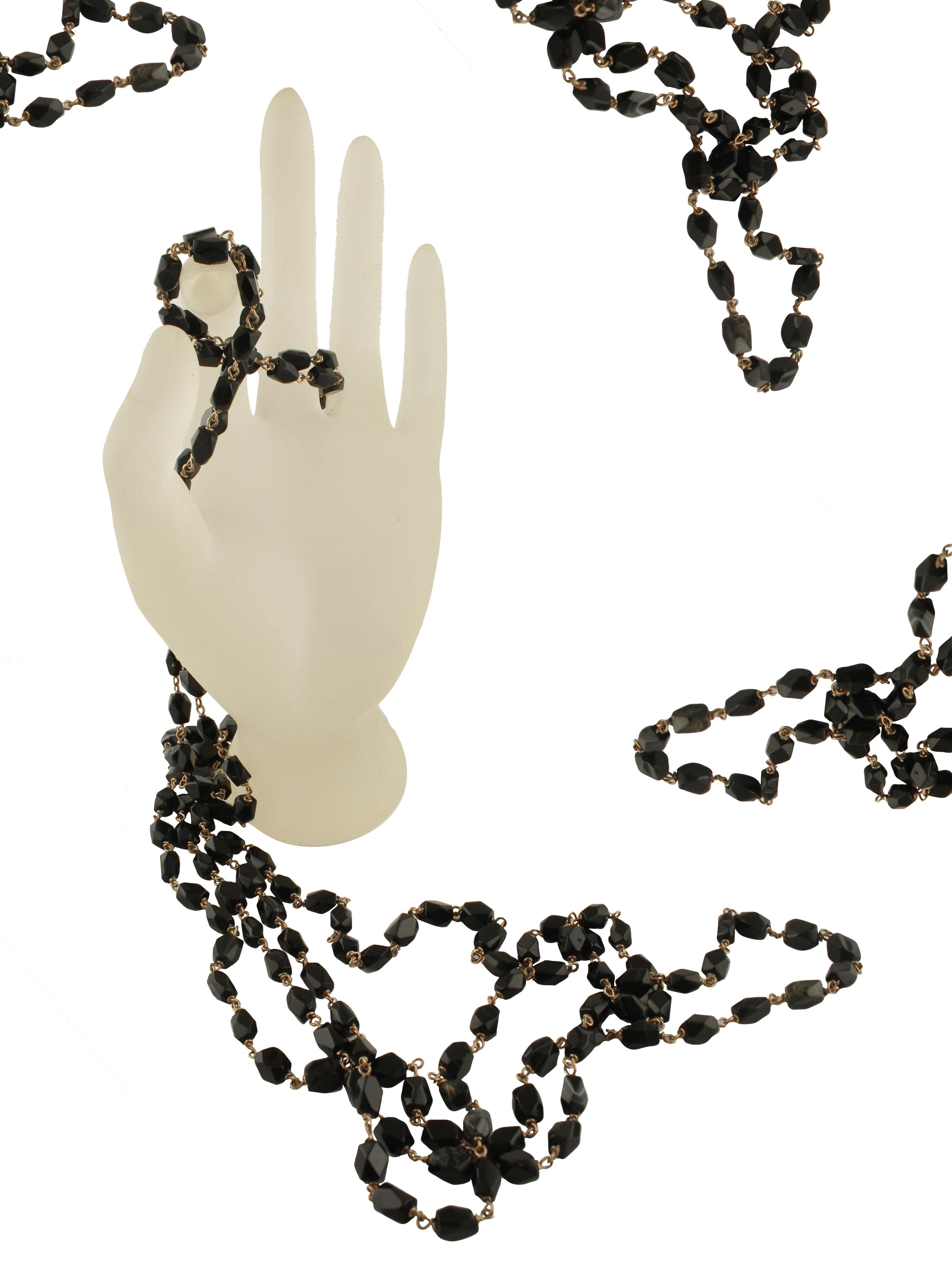 Rétro Collana in agata d'argento in vendita