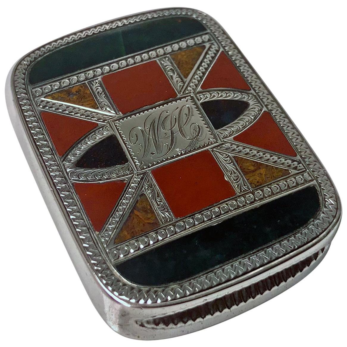 Silver Agate Vesta Box Chester, 1891
