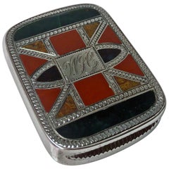 Antique Silver Agate Vesta Box Chester, 1891