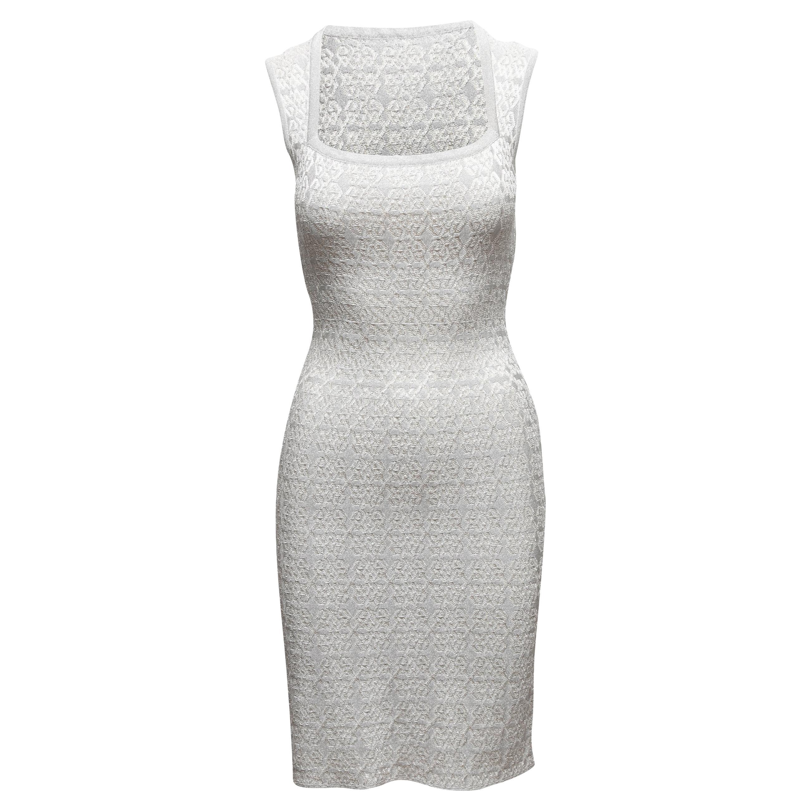 Silver Alaia Knit Sleeveless Dress Size EU 42