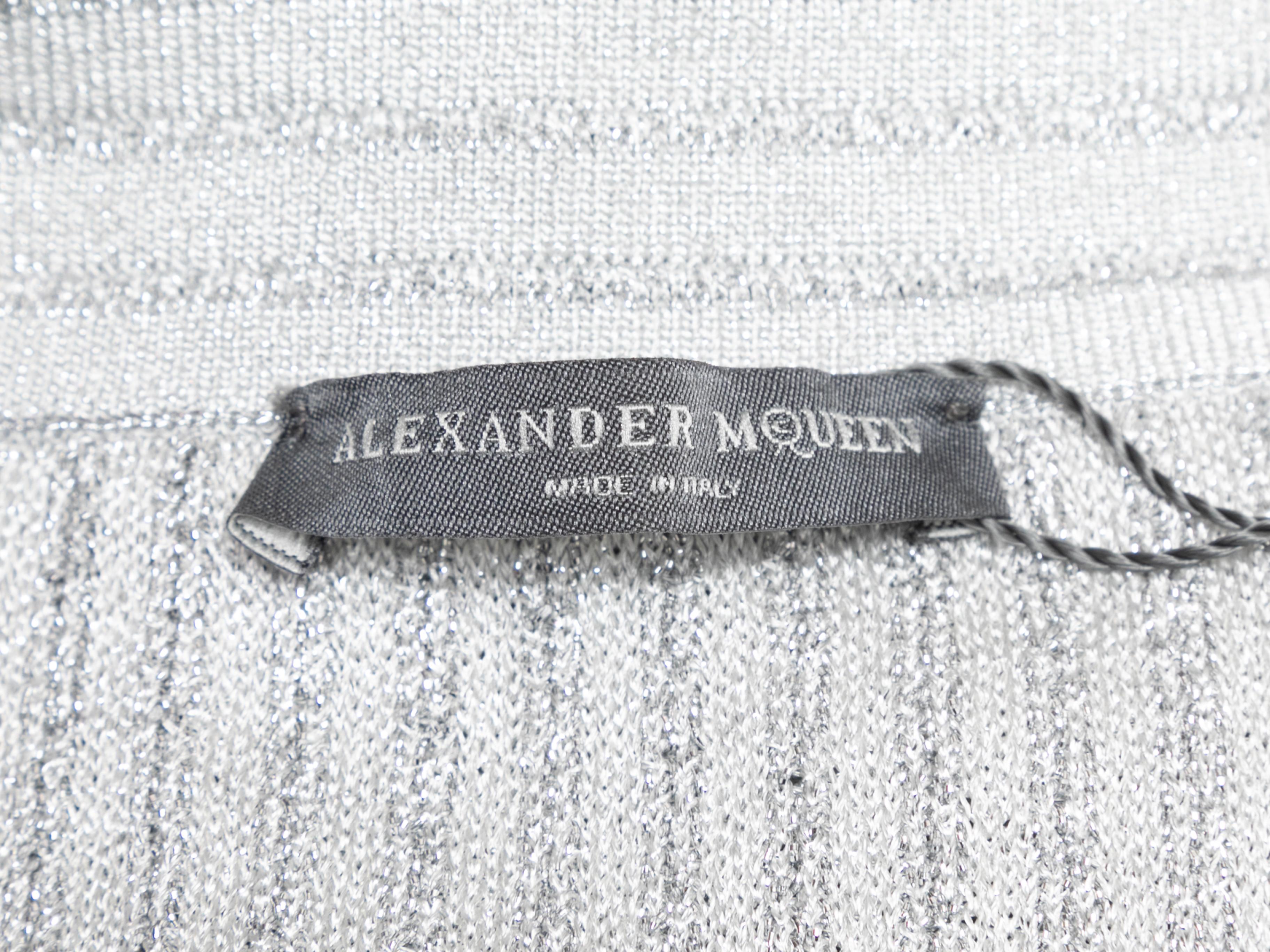 Silver Alexander McQueen Metallic Knit Maxi Skirt 1