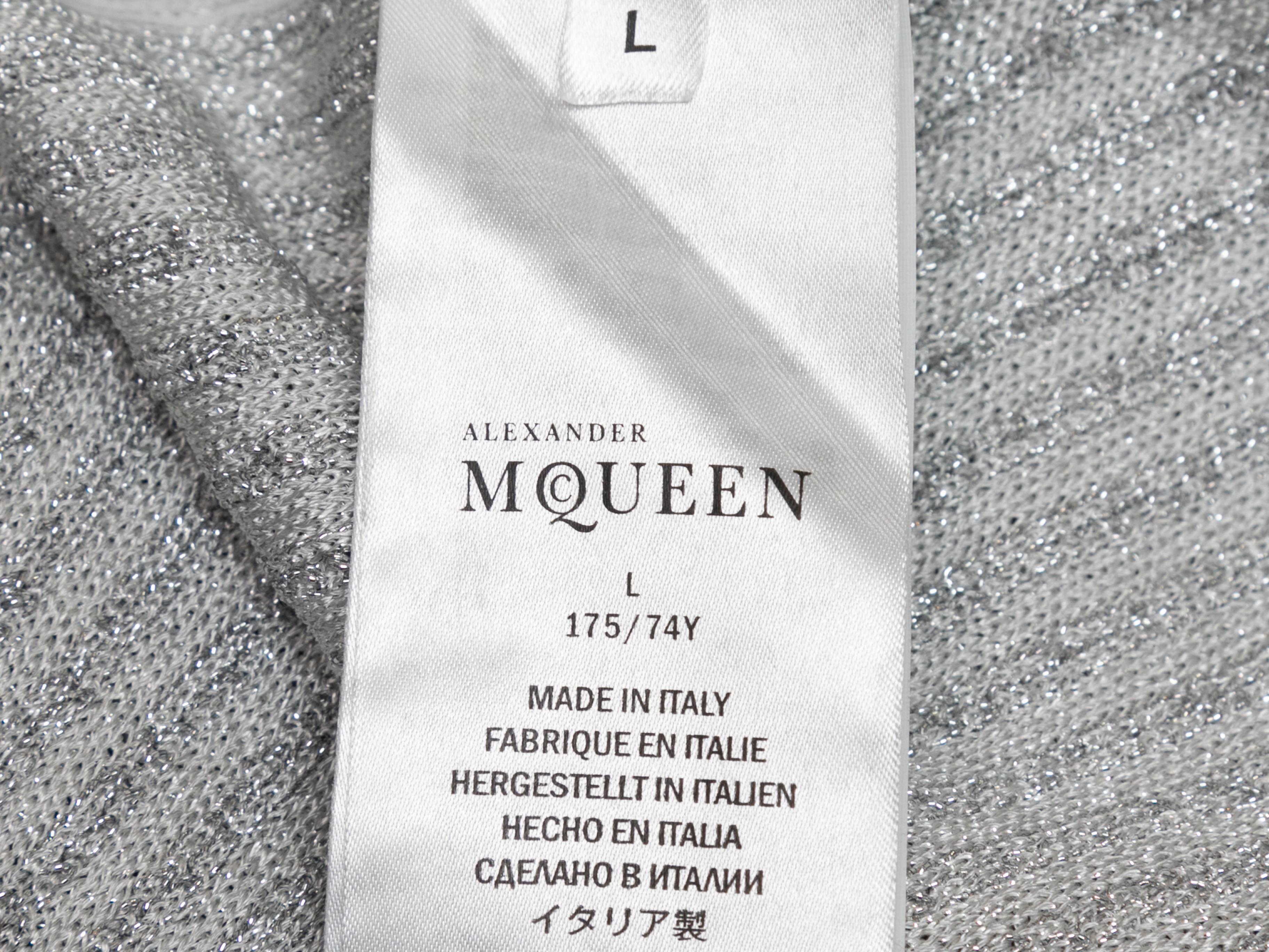 Silver Alexander McQueen Metallic Knit Maxi Skirt 2