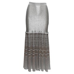 Silver Alexander McQueen Metallic Knit Maxi Skirt