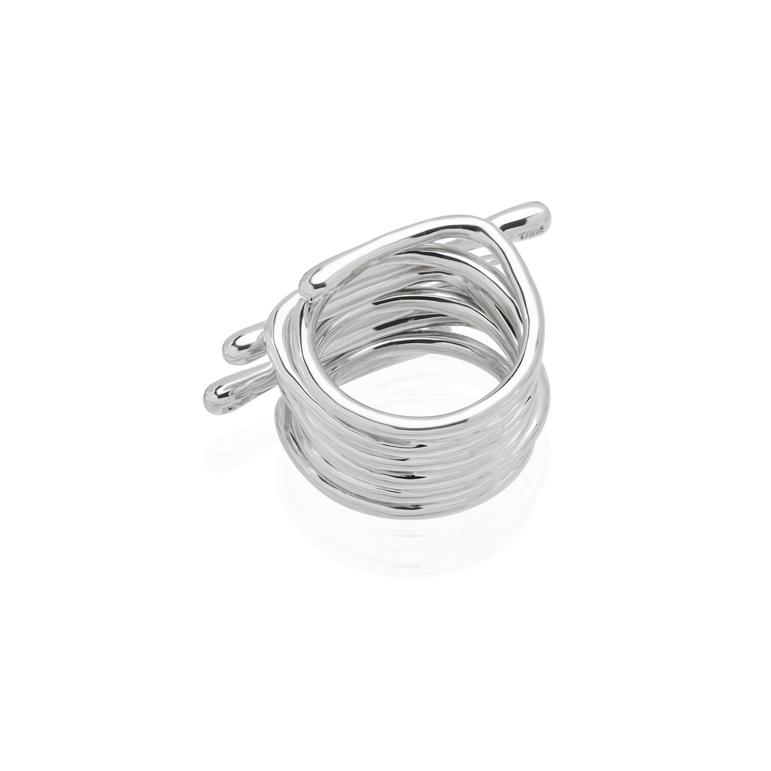 Contemporary Silver Alu Ring, size: 75 For Sale