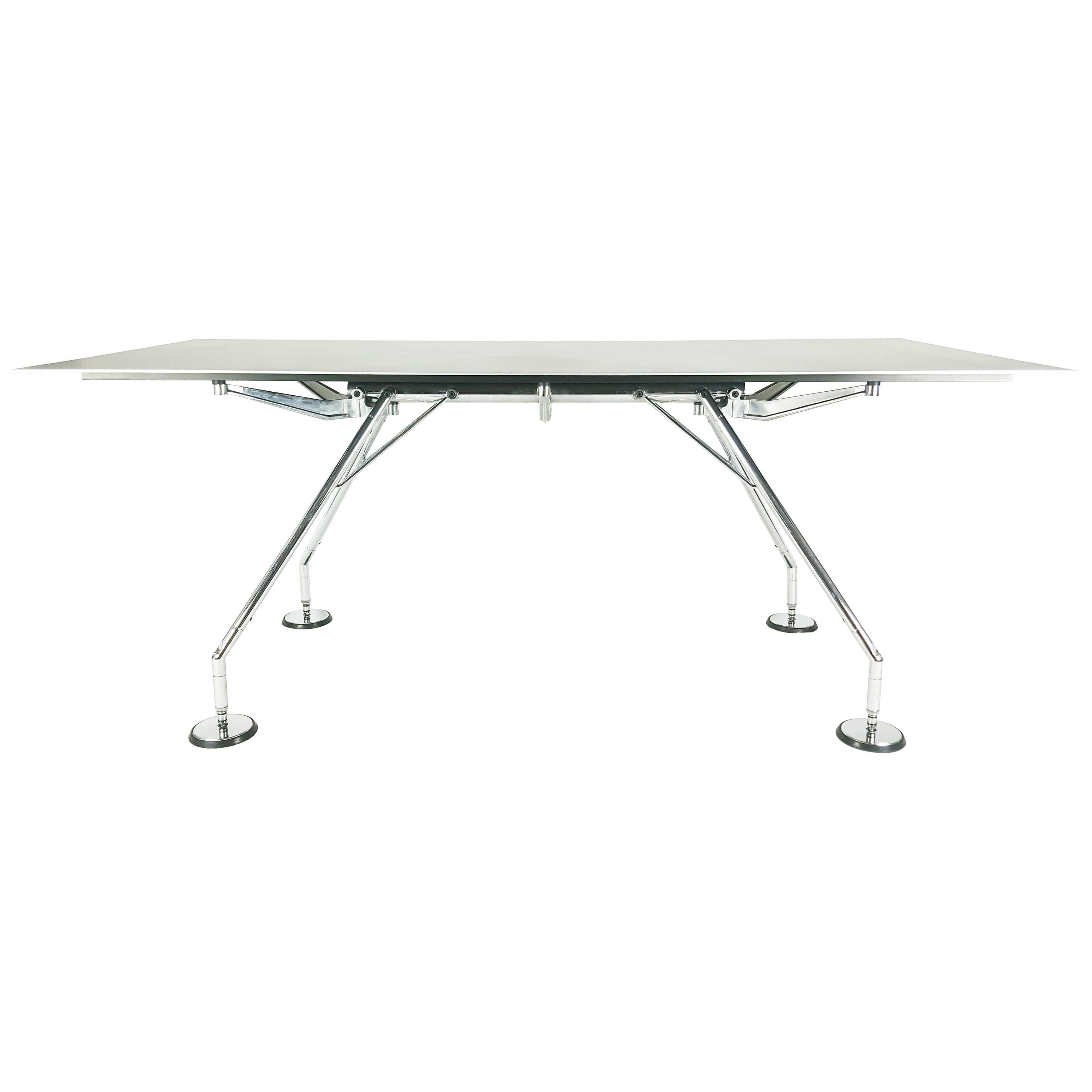 Silver Aluminum and Chromed Metal 1990s Nomos Table by Norman Foster for Tecno