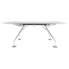 Silver Aluminum and Chromed Metal 1990s Nomos Table by Norman Foster for Tecno