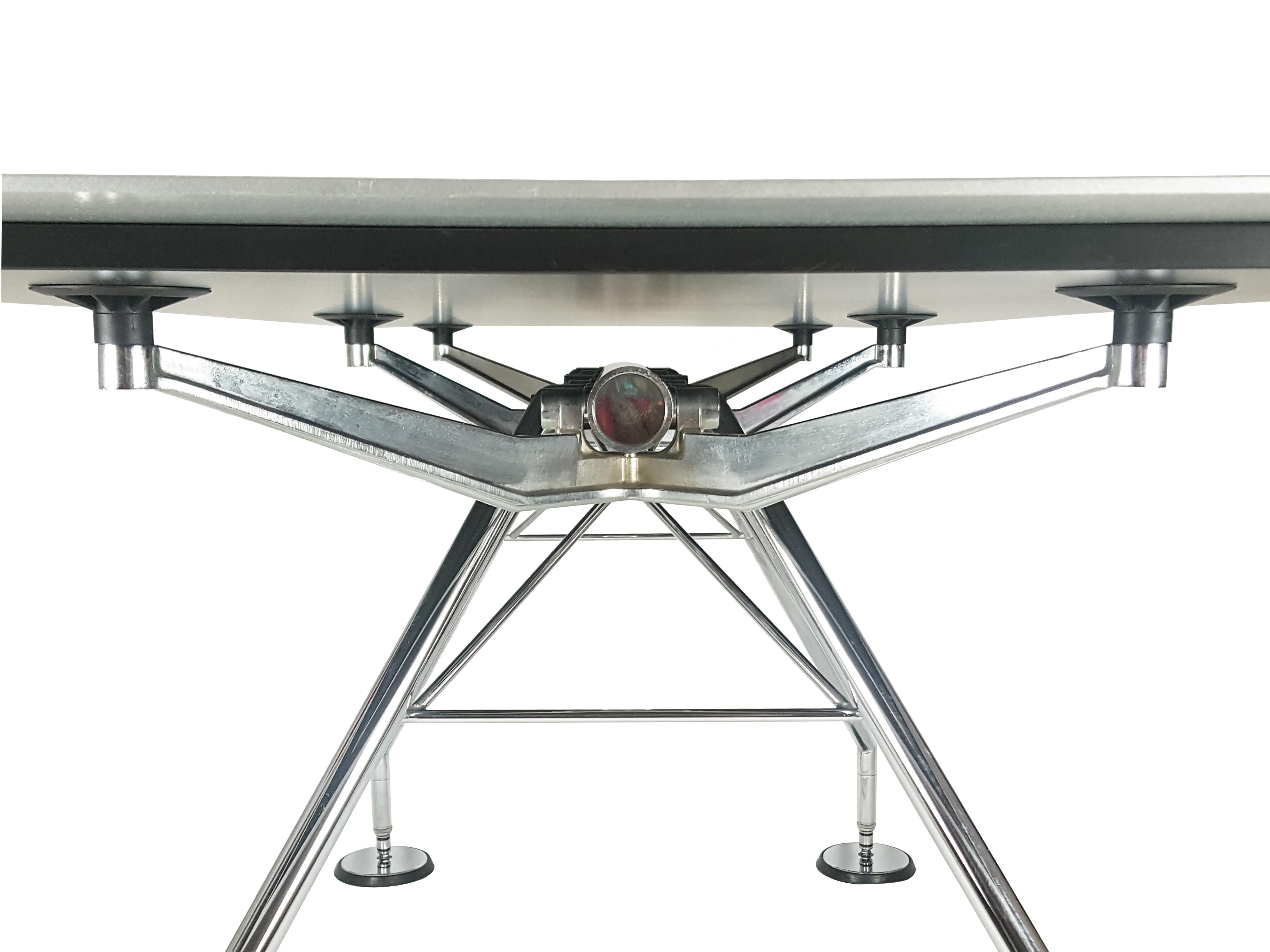 Silver Aluminum and Chromed Metal 1990s Nomos Table by Norman Foster for Tecno 2