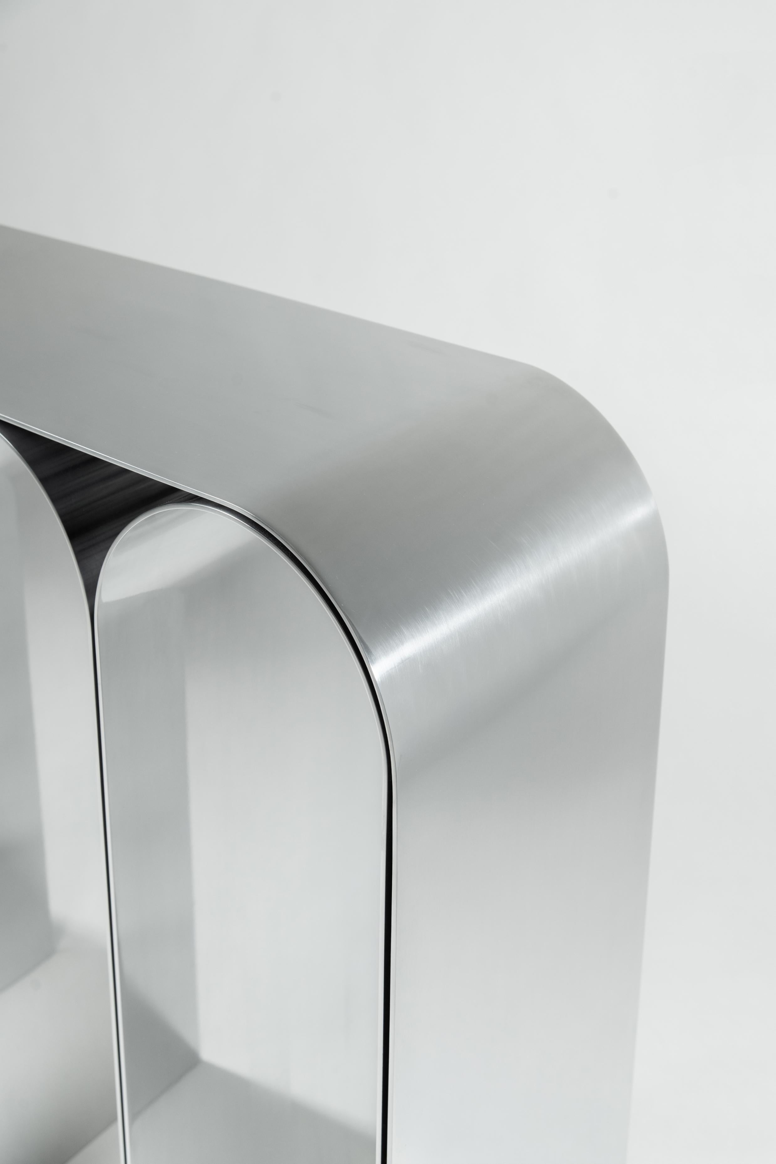 Contemporary Silver Aluminum Arch Console by Pietro Franceschini For Sale 3