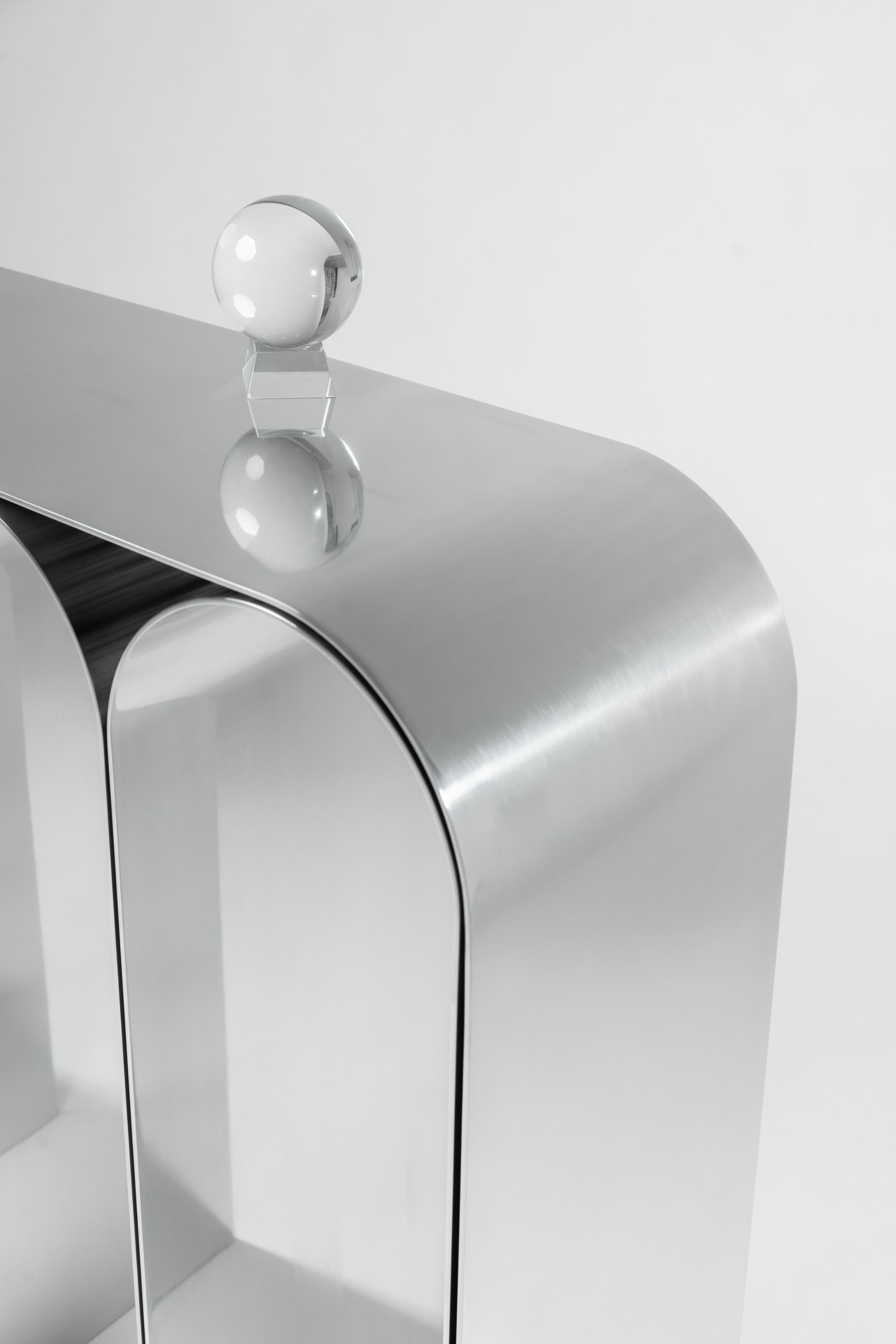 Contemporary Silver Aluminum Arch Console by Pietro Franceschini For Sale 4
