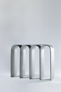 Contemporary Silver Aluminum Arch Console by Pietro Franceschini