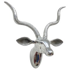 Silver Aluminum Wall Mount Antelope Head Arthur Court Style, Vintage