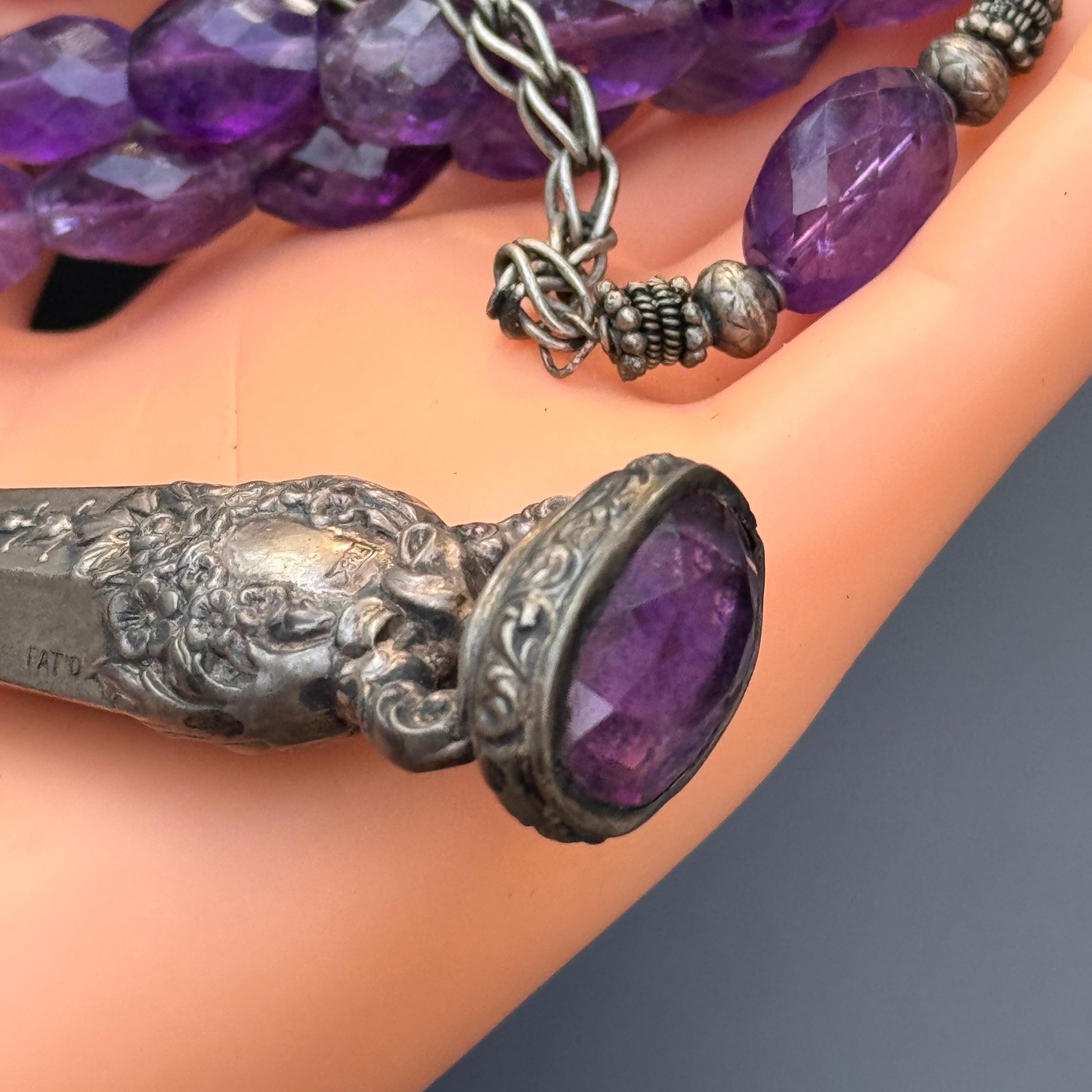 Collana d'argento con ciondolo di ametista One of Kind in vendita 4