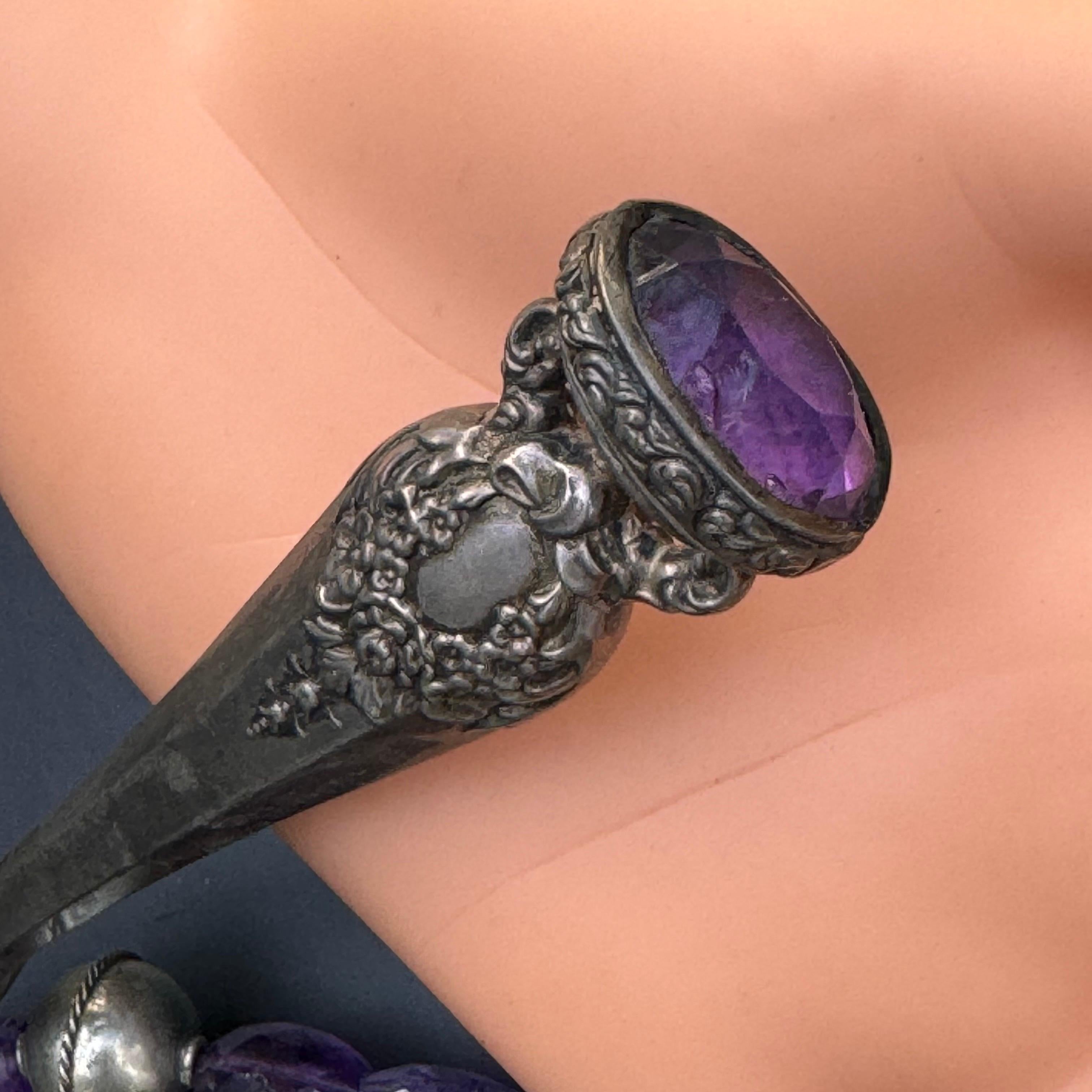 Collana d'argento con ciondolo di ametista One of Kind in vendita 5