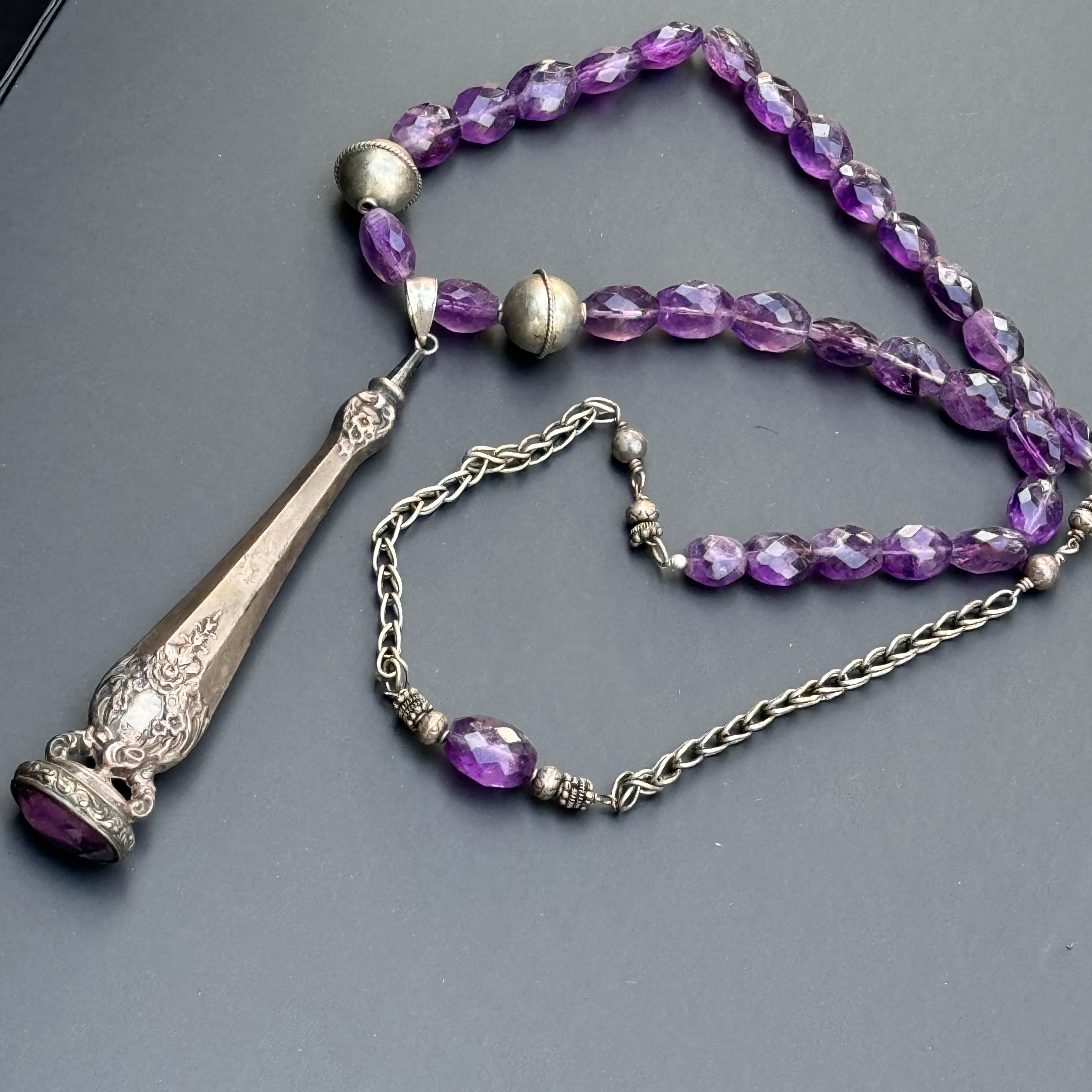 Perlina Collana d'argento con ciondolo di ametista One of Kind in vendita