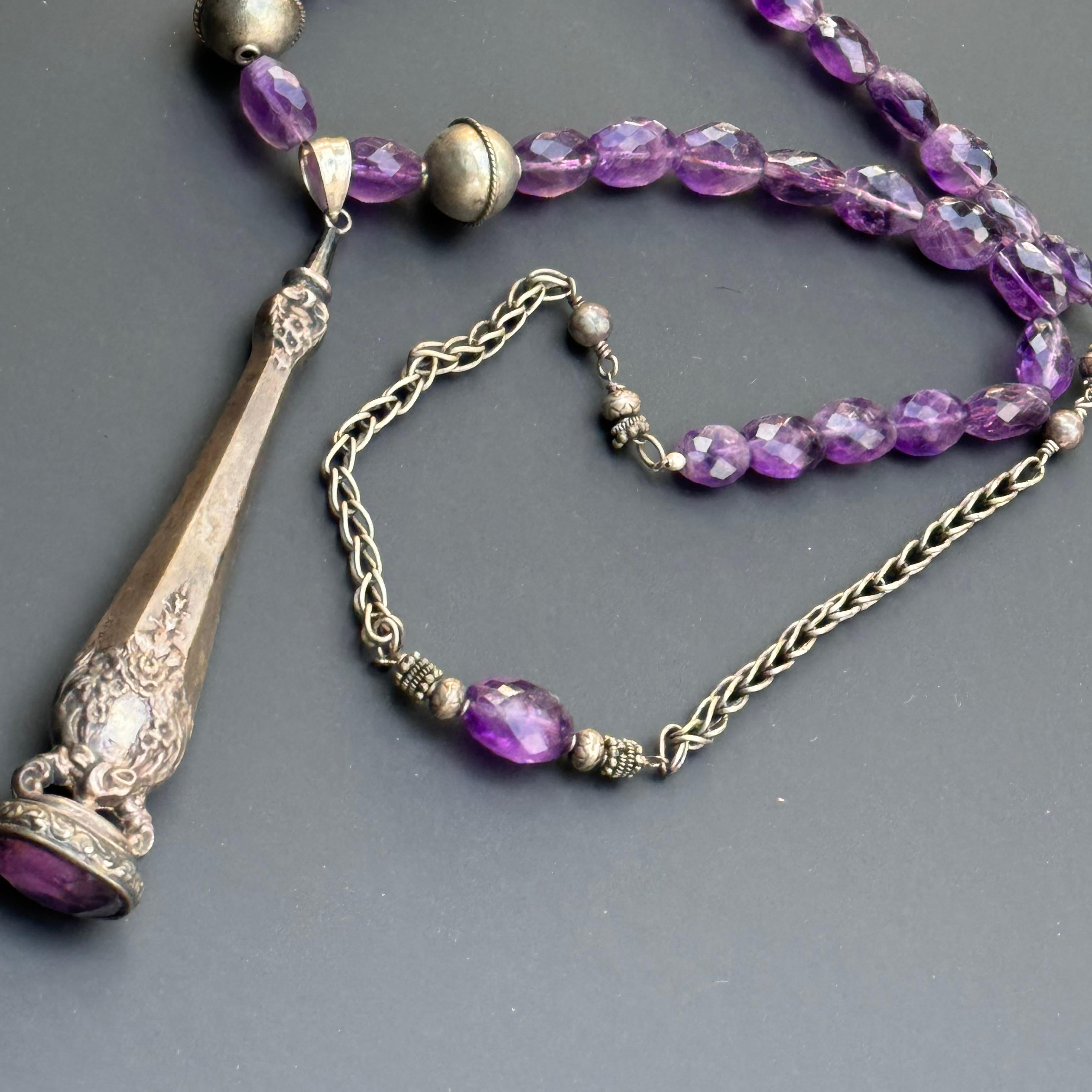 Collana d'argento con ciondolo di ametista One of Kind In condizioni buone in vendita a Monroe Township, NJ