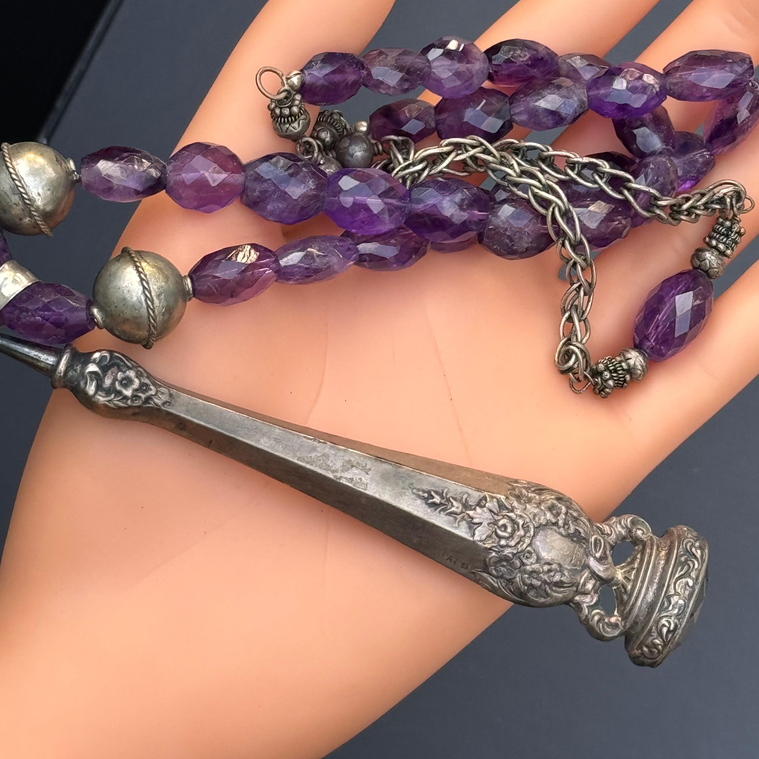 Collana d'argento con ciondolo di ametista One of Kind in vendita 1