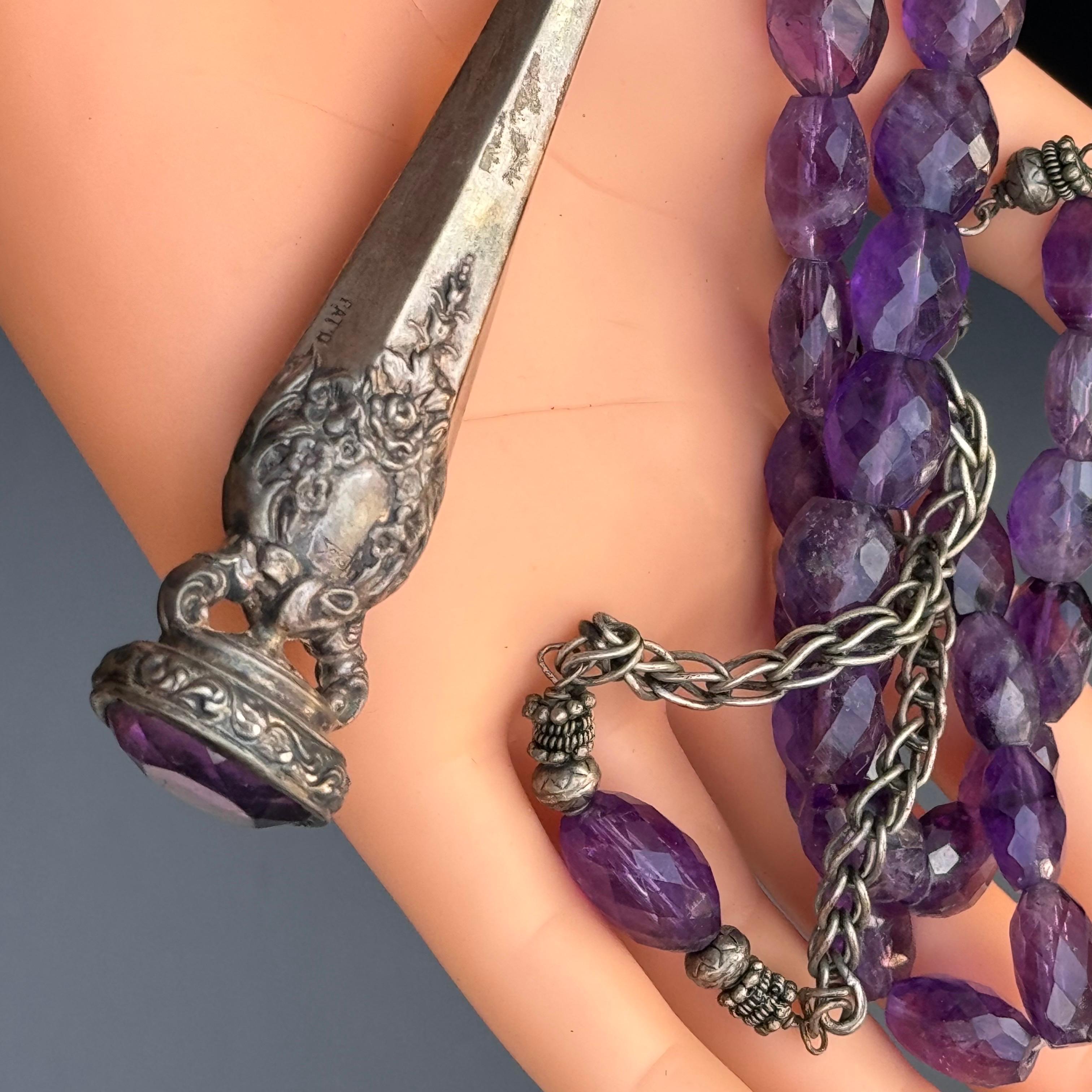 Collana d'argento con ciondolo di ametista One of Kind in vendita 2