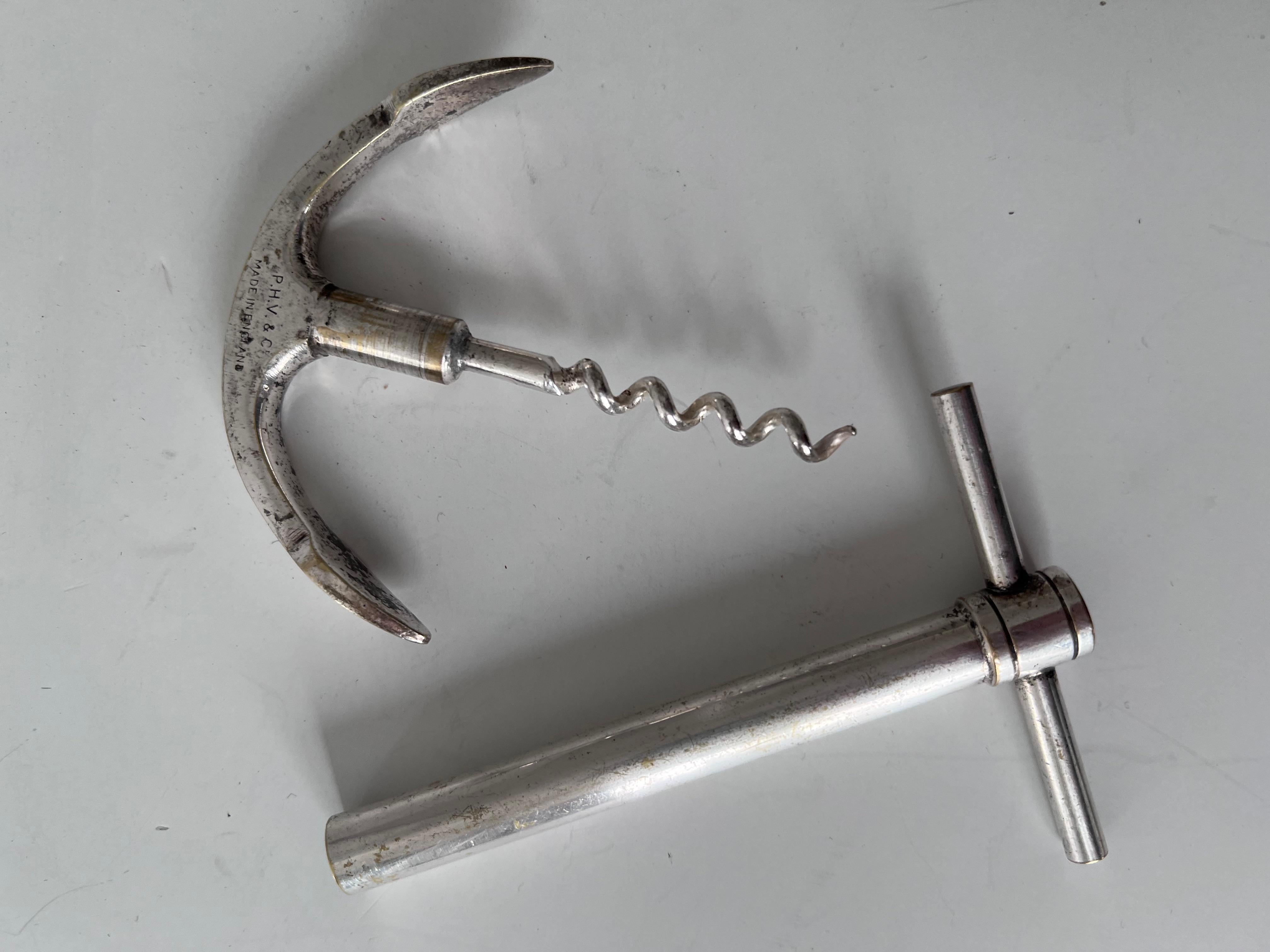 Patinated Silver Anchor with Hidden Cork Screw from Paris, France For Sale