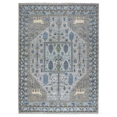 Silver Ancient Animal Motifs Design With Peshawar Hand Knotted Rug