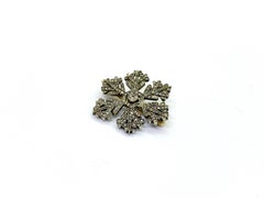 Silver and 14 Karat Yellow Gold Fabergé Diamond Snowflake Brooch