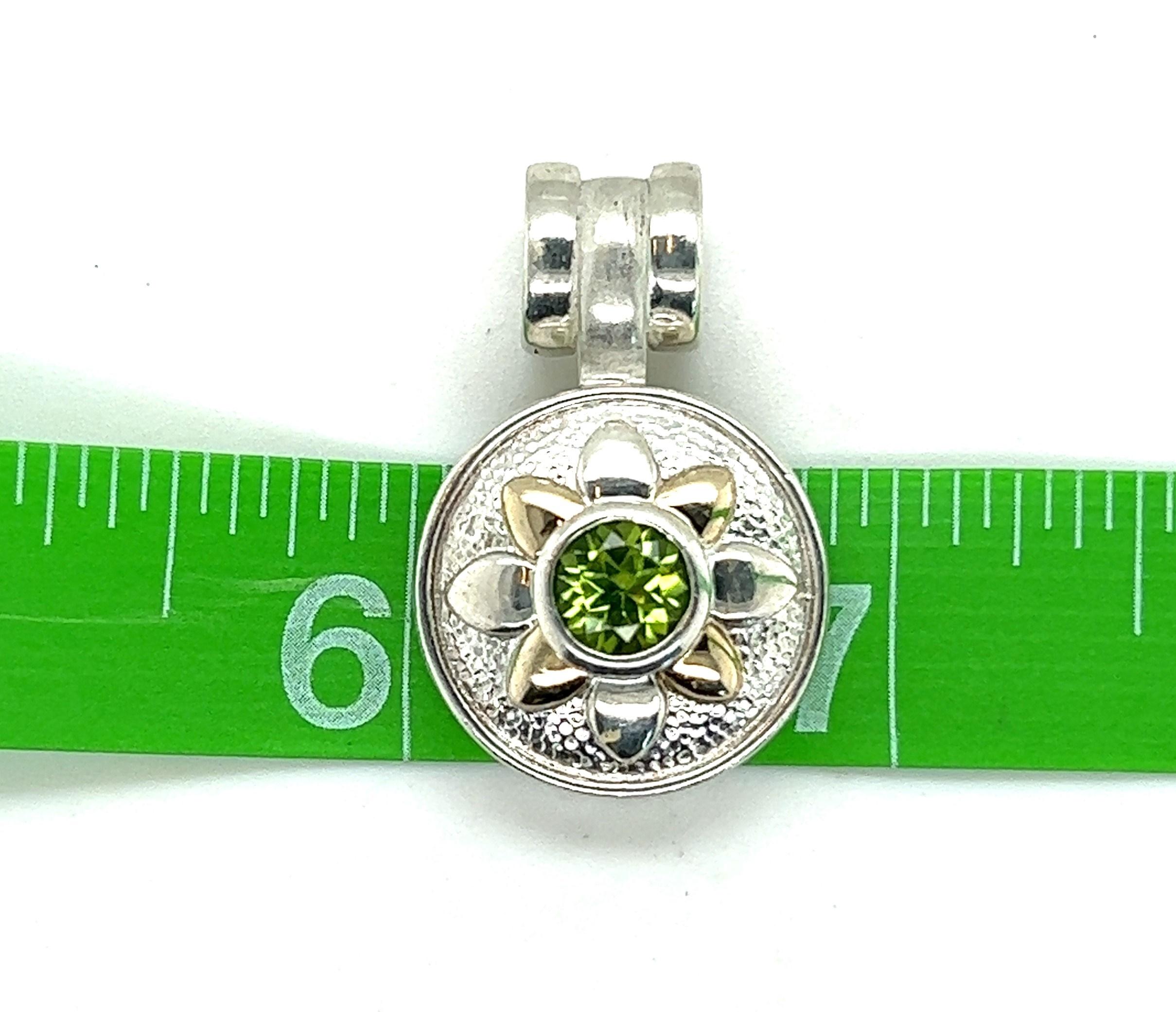 Silver and 14kt Gold Babak Peridot Slide Pendant  For Sale 1