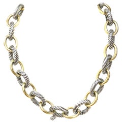 Silver and 18 Karat David Yurman Oval Extra-Large Link Necklace Yellow Gold