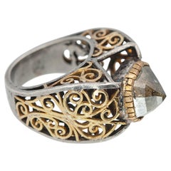 Silver and 18K Gold 5.0 cts Rustic Brown Rose Cut Diamond Ring
