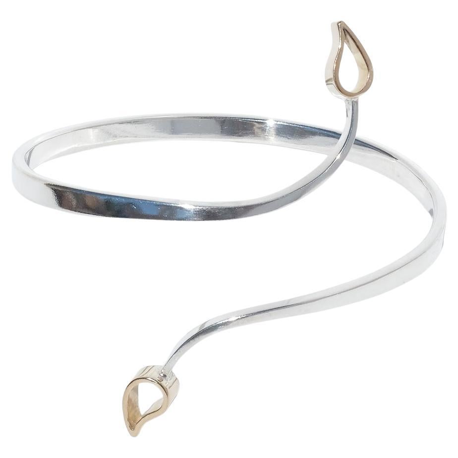 Manschettenarmband aus Silber und 18 Karat Gold von Göran Kuhlin Hergestellt 2007