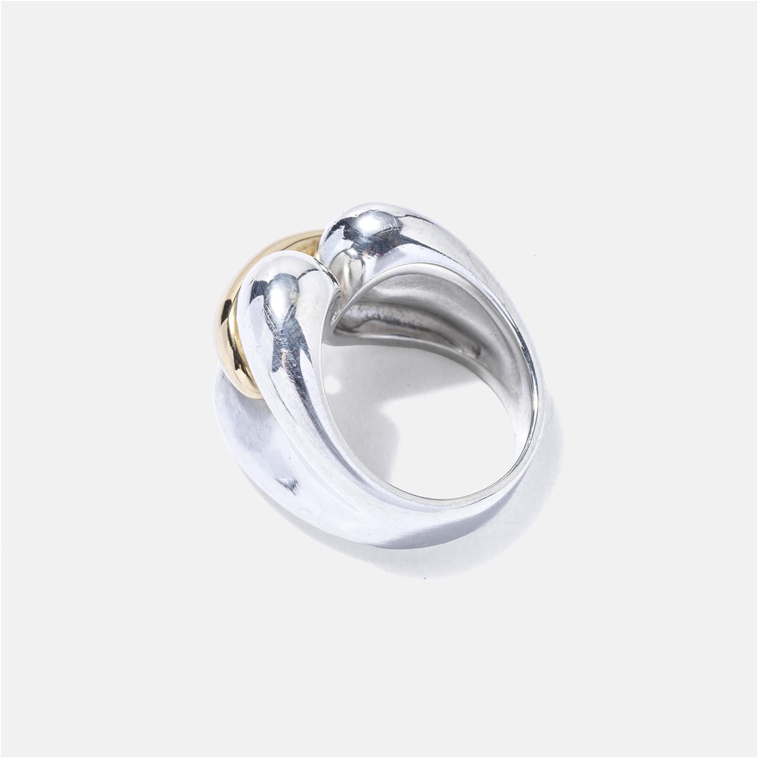 Ring aus Silber und 18 Karat Gold von Minas Spiridis für Georg Jensen im Zustand „Gut“ im Angebot in Stockholm, SE