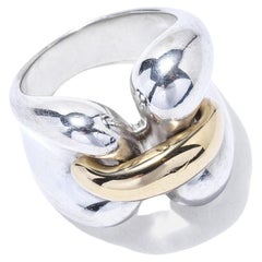 Retro Silver and 18k Gold Ring by Minas Spiridis for Georg Jensen