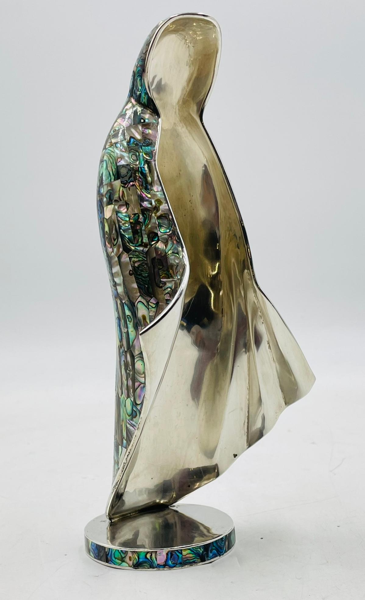 Organic Modern Silver and Abalone Shell Madonna Sculpture by Emilia Castillo for Los Castillo For Sale