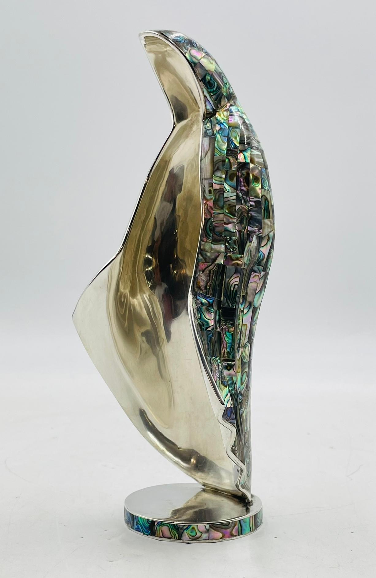 Hand-Crafted Silver and Abalone Shell Madonna Sculpture by Emilia Castillo for Los Castillo For Sale