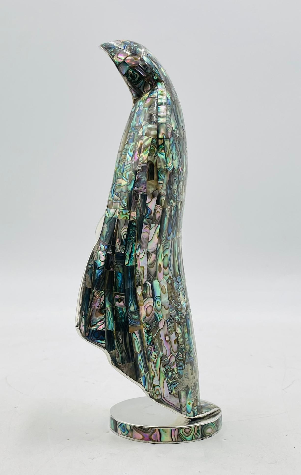 Silver and Abalone Shell Madonna Sculpture by Emilia Castillo for Los Castillo In Good Condition For Sale In Los Angeles, CA