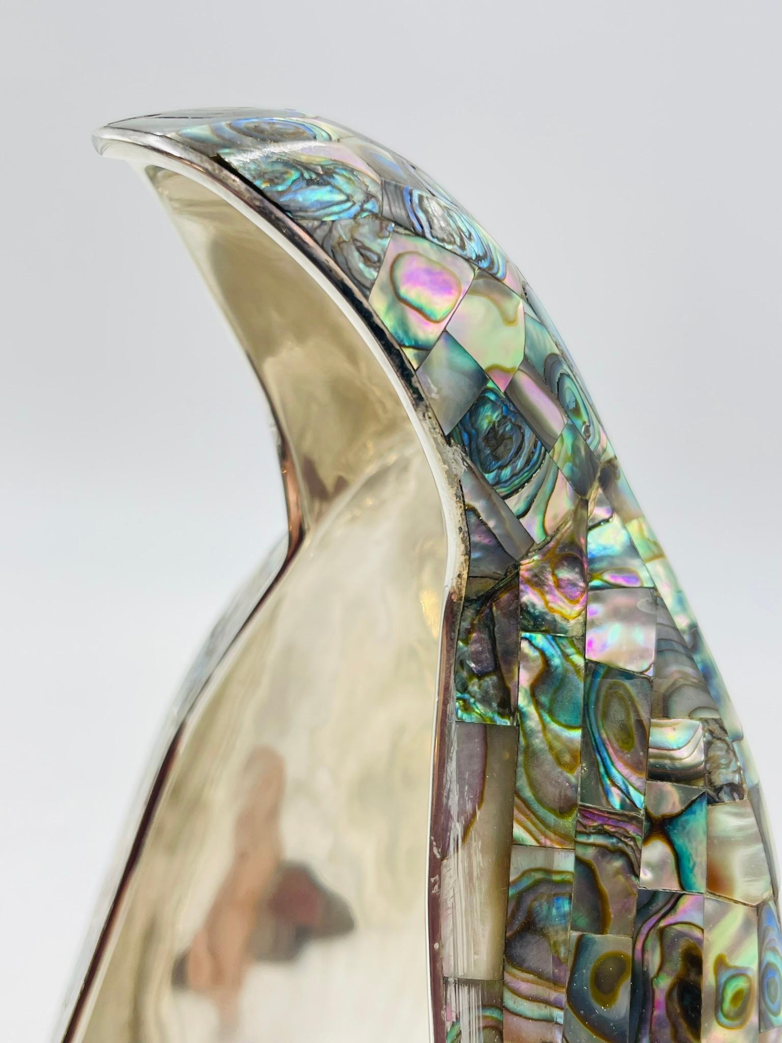 Silver Plate Silver and Abalone Shell Madonna Sculpture by Emilia Castillo for Los Castillo For Sale