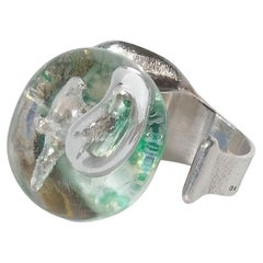 Vintage Silver and Acrylic Ring by Björn Weckström Made Year 1971