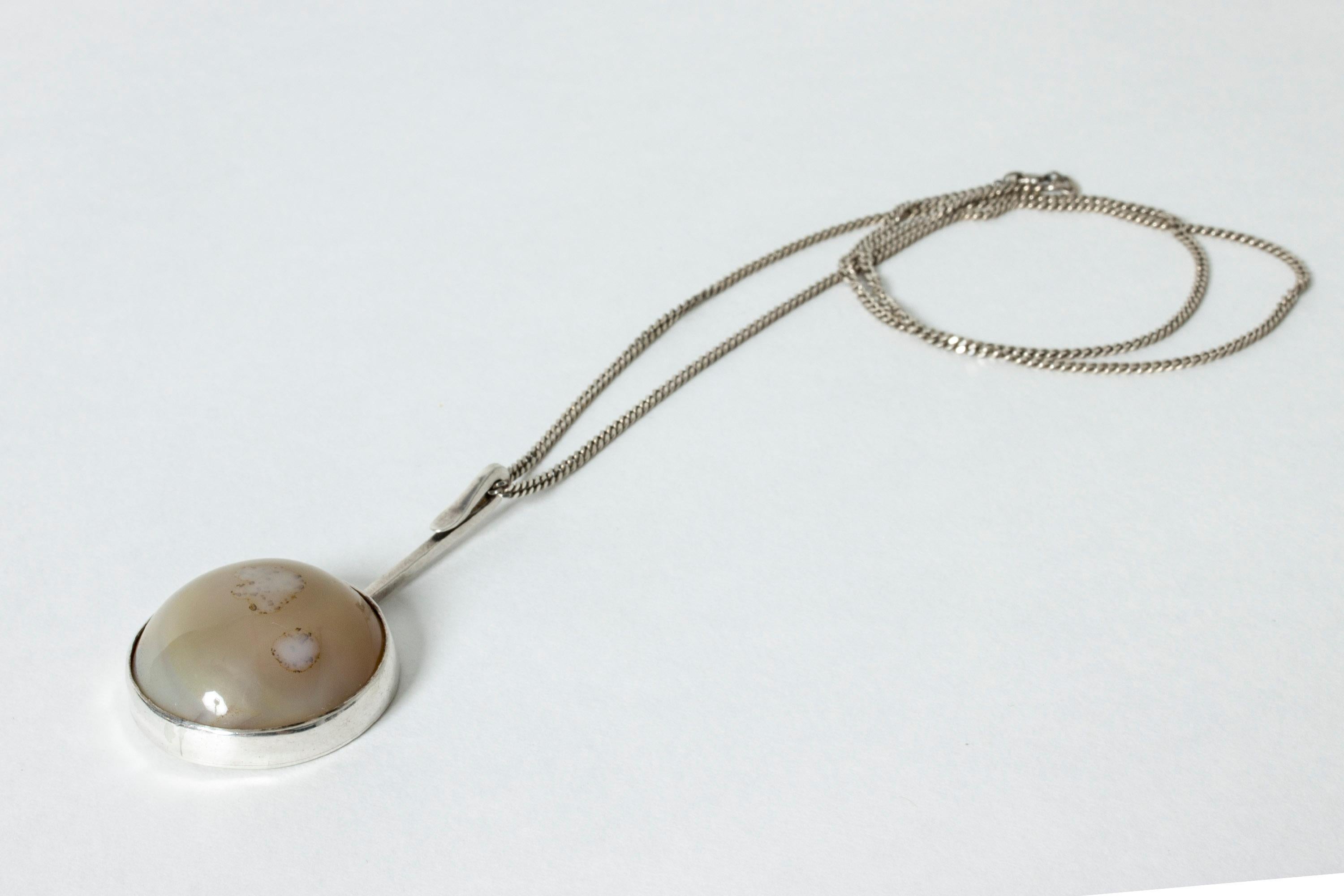 Modernist Silver and Agate Pendant from Hansen, Sweden, 1965 For Sale