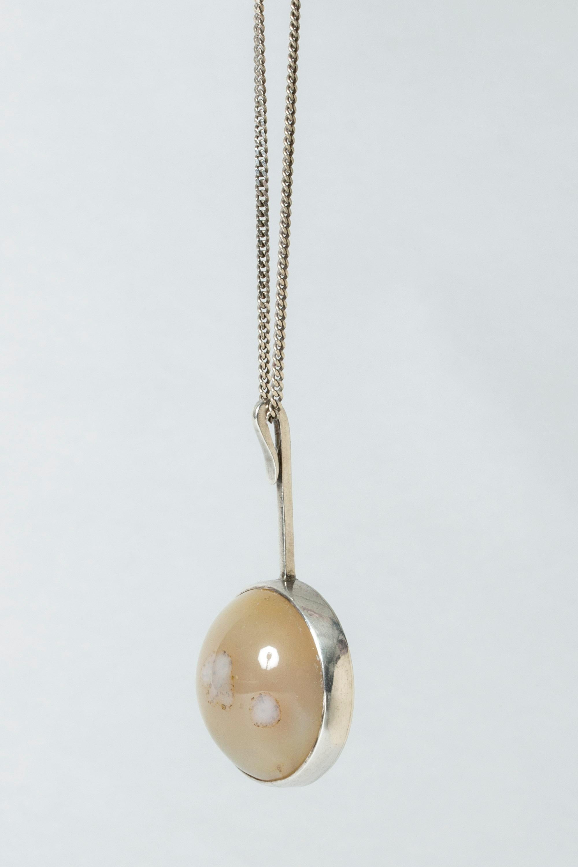 Women's or Men's Silver and Agate Pendant from Hansen, Sweden, 1965 For Sale