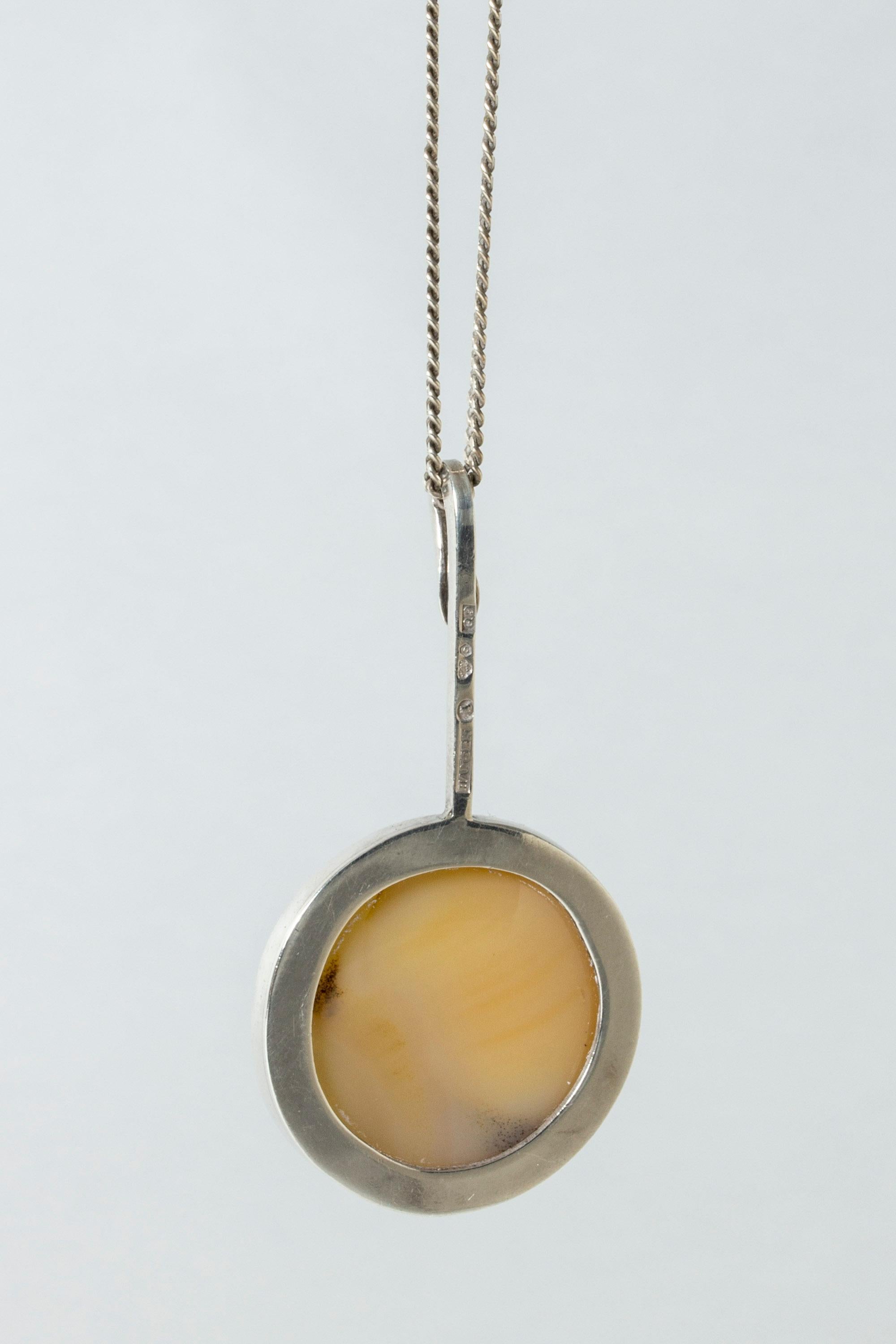 Silver and Agate Pendant from Hansen, Sweden, 1965 For Sale 1